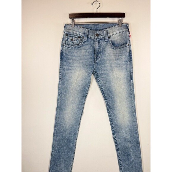 True Religion Mens Jeans Blue Rocco Relaxed Skinny Denim Stretch Acid Wash 32x34 - Picture 7 of 14